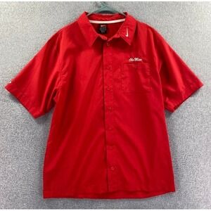 Vintage Nike Ole Miss Team Issued Short Sleeve Button Down Polo Dri Fit Medium